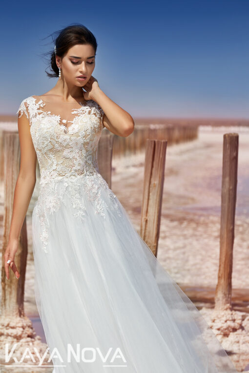 Robe Blanche De Mariage Décolleté Illusion | Soirée Blanche