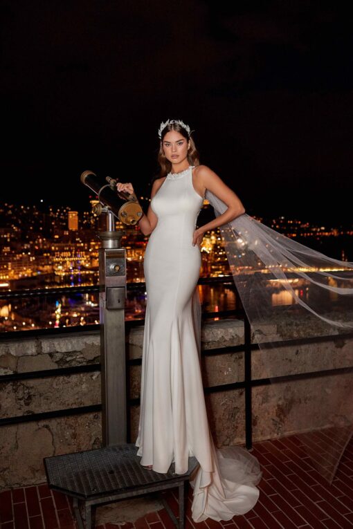 Robe De Mariée Col Américain Blanche | Soirée Blanche
