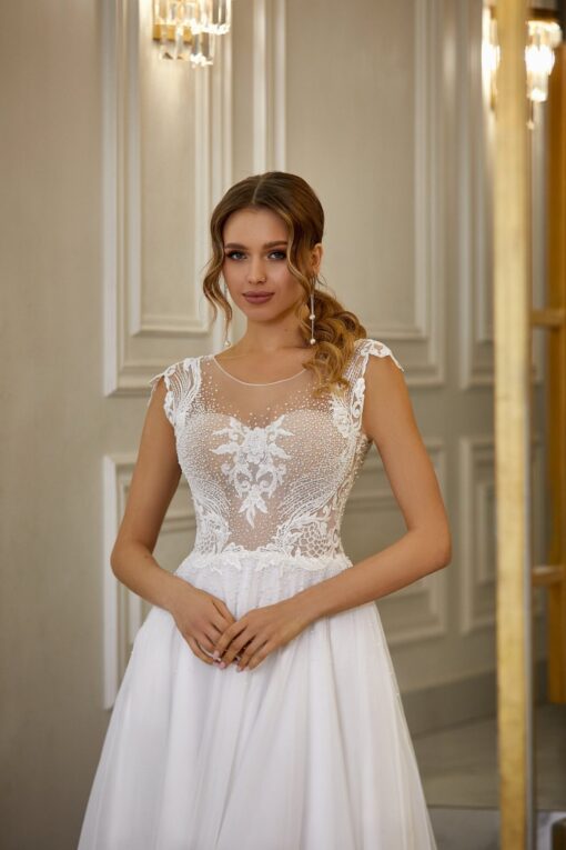 Robe De Mariée Col Cœur Fleurie Blanche | Soirée Blanche