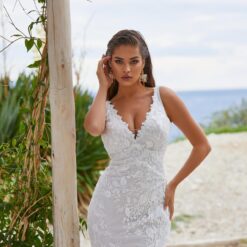 Robe De Mariée Sirène Dentelle Blanche | Soirée Blanche