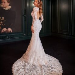 Robe De Mariage Sirène Blanche Longue Traîne | Soirée Blanche