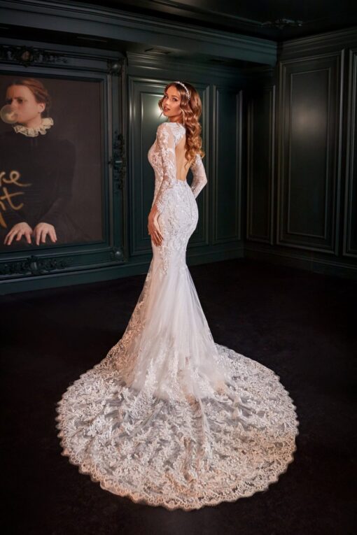 Robe De Mariage Sirène Blanche Longue Traîne | Soirée Blanche
