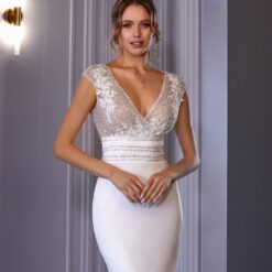 Robe De Mariée Sirène Décolleté V Blanche image 6 | Soirée Blanche Robe De Mariée Sirène Décolleté V Blanche | Soirée Blanche