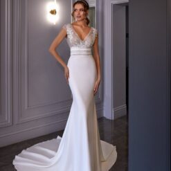 Robe De Mariée Sirène Décolleté V Blanche image 7 | Soirée Blanche Robe De Mariée Sirène Décolleté V Blanche | Soirée Blanche