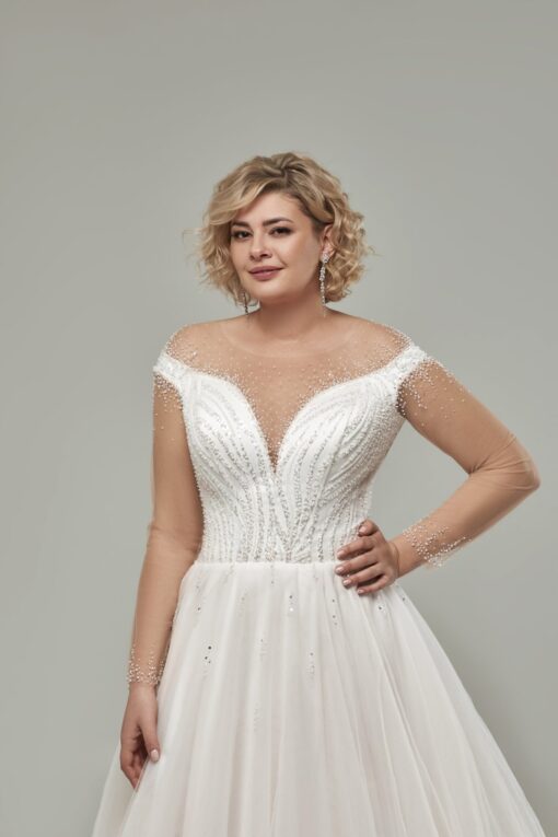 Robe De Mariée Grande Taille Perles | Soirée Blanche