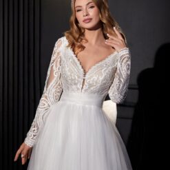 Robe De Mariée Princesse Manche Longue Dentelle | Soirée Blanche