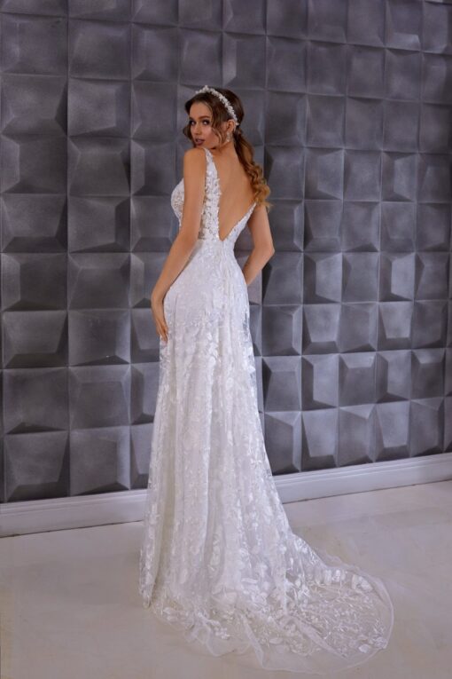 Robe De Mariée Fourreau Florale Blanche | Soirée Blanche