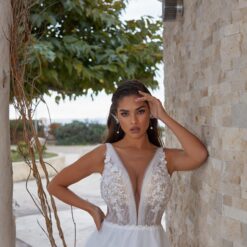 Robe De Mariée Princesse Blanche Avec Perles | Soirée Blanche