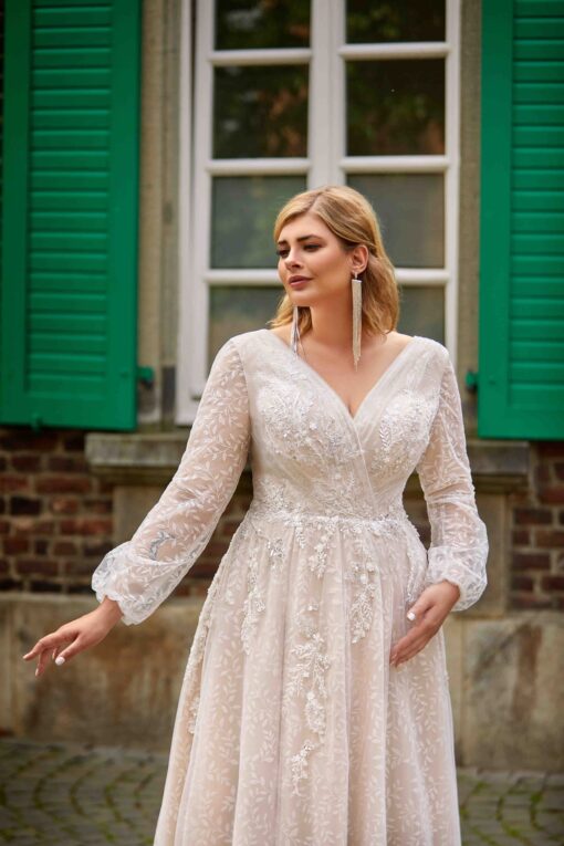 Robe De Mariée Grande Taille Manches Longues | Soirée Blanche