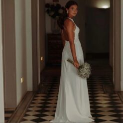 Robe De Mariée Col Licou Blanche image 4 | Soirée Blanche Robe de Mariée Col Licou Blanche