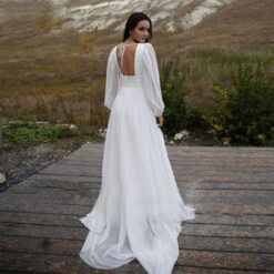 Robe De Mariée Dos Nu A Manches Longues Blanche