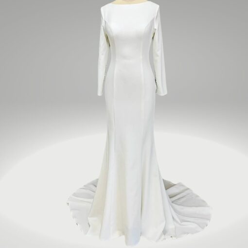 Robe De Mariée Sirène A Manche Longue Blanche