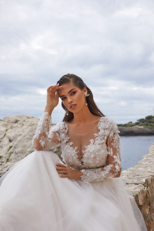 Robe De Mariée Bohème Manche Longue Blanche | Soirée Blanche