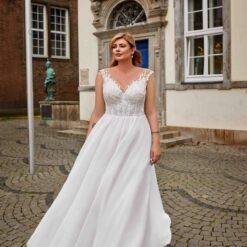 Robe De Mariée Grande Taille Col V | Soirée Blanche