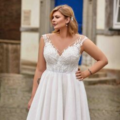 Robe De Mariée Grande Taille Col V | Soirée Blanche
