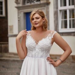 Robe De Mariée Grande Taille Col V | Soirée Blanche