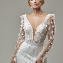 Robe De Mariée Sirène Bohème A Manche Longue Blanche | Soirée Blanche