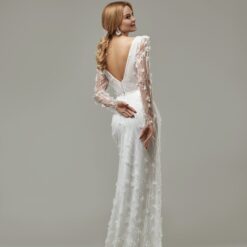 Robe De Mariée Sirène Bohème A Manche Longue Blanche | Soirée Blanche