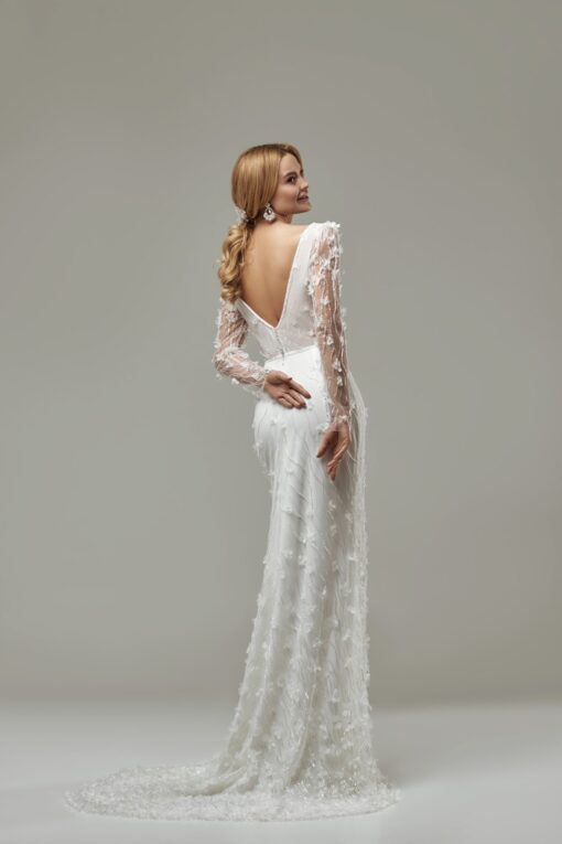 Robe De Mariée Sirène Bohème A Manche Longue Blanche | Soirée Blanche