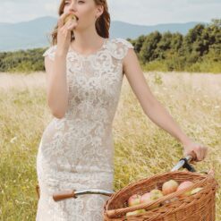 Robe De Mariée Sirène Dentelle Florale Blanche | Soirée Blanche