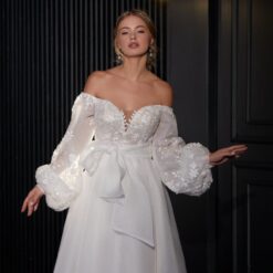 Robe De Mariée Princesse Dentelle Manche Longue Blanche image 7 | Soirée Blanche Robe De Mariée Princesse Dentelle Manche Longue Blanche | Soirée Blanche