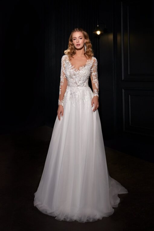 Robe De Mariée Manche Longue Dentelle | Soirée Blanche