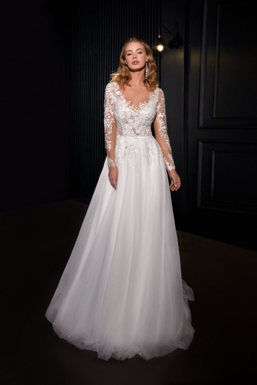 Robe De Mariée Manche Longue Dentelle | Soirée Blanche