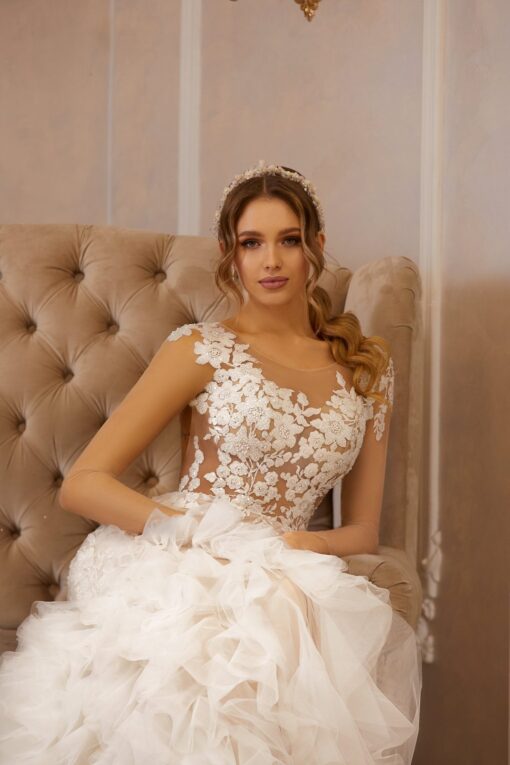 Robe De Mariée Sirène A Volants Blanche | Soirée Blanche
