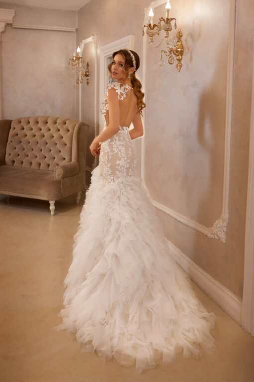Robe De Mariée Sirène A Volants Blanche | Soirée Blanche