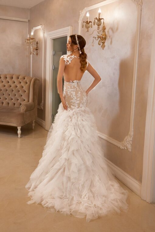 Robe De Mariée Sirène A Volants Blanche | Soirée Blanche