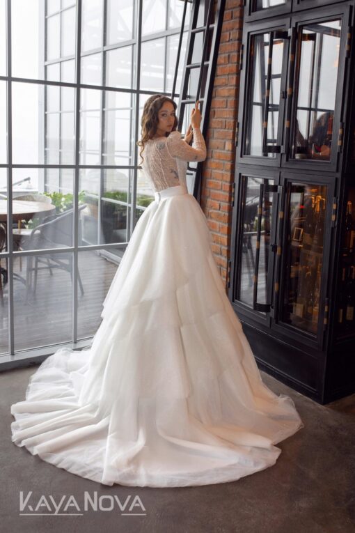 Robe De Mariée Princesse Originale Haut Manches Longues | Soirée Blanche