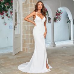 Robe De Mariée Sirène Fendu Blanche