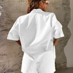 Ensemble blanc chemise à bouton & Short image 7 | Soirée Blanche