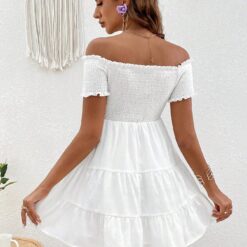 Robe d'été blanche avec ourlet volanté et épaules dénudées image 8 | Soirée Blanche Robe d'été blanche avec ourlet volanté et épaules dénudées image 7 | Soirée Blanche
