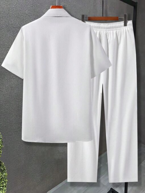 Ensemble Blanc Homme Chemise & Pantalon  À Cordon (Sans T-Shirt) – Image 2