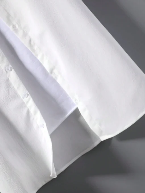 Ensemble Blanc Homme Chemise & Pantalon  À Cordon (Sans T-Shirt) – Image 4