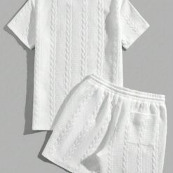 Ensemble Blanc De Deux Pièces Imprimé Décontracté En Tricot Pour Hommes image 6 | Soirée Blanche Ensemble Blanc De Deux Pièces Imprimé Décontracté En Tricot Pour Hommes image 5 | Soirée Blanche