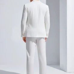 Ensemble De Costume Blanc Tissé Décontracté Et À La Mode Pour Homme image 8 | Soirée Blanche Ensemble De Costume Blanc Tissé Décontracté Et À La Mode Pour Homme image 7 | Soirée Blanche