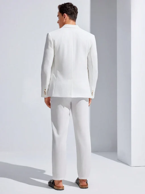 Ensemble De Costume Blanc Tissé Décontracté Et À La Mode Pour Homme – Image 2