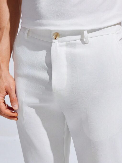 Ensemble De Costume Blanc Tissé Décontracté Et À La Mode Pour Homme – Image 6
