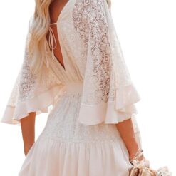 Robe Courte Blanche Dentelle image 10 | Soirée Blanche Robe Courte Blanche Dentelle image 9 | Soirée Blanche