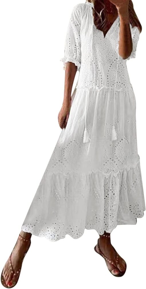 Robe Blanche Bohème Longue – Image 2