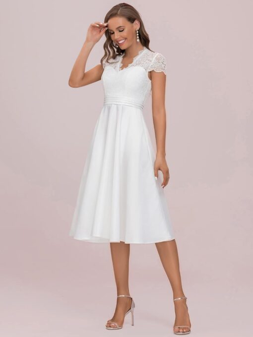 Robe De Mariée Bohème Courte Blanche – Image 7