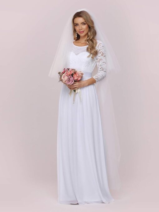 Robe De Mariée Empire Avec Perles Blanches – Image 7