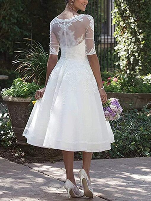 Robe De Mariée Dos En Dentelle Blanche – Image 3