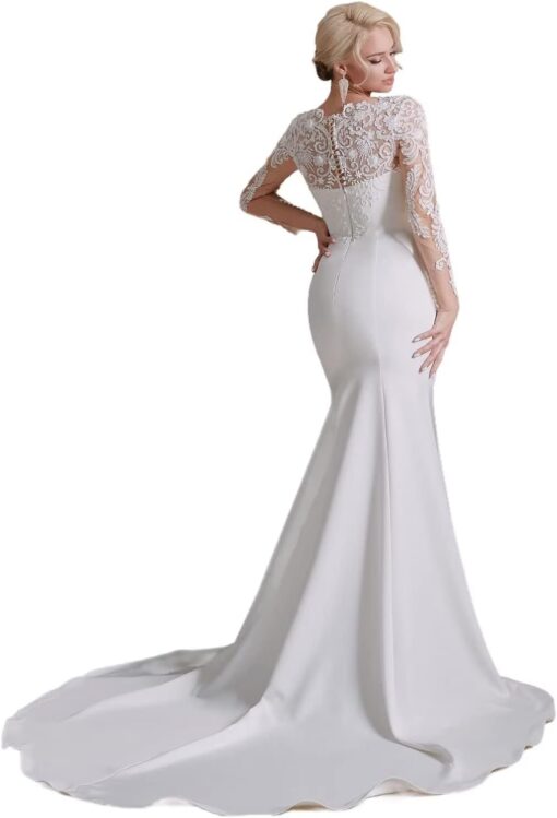 Robe de Mariée Simple Col V – Image 2