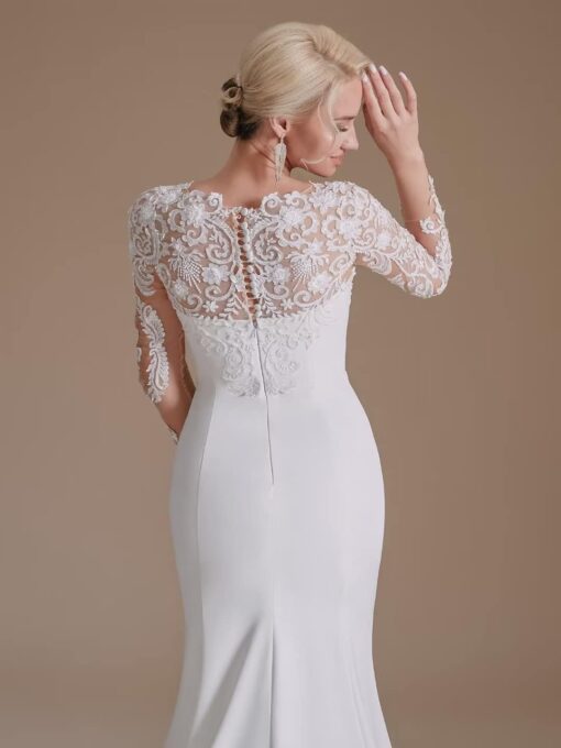 Robe de Mariée Simple Col V – Image 6