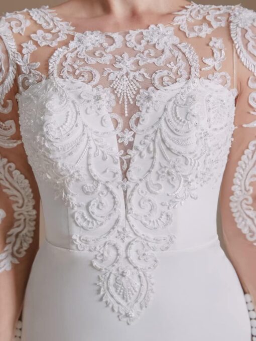 Robe de Mariée Simple Col V – Image 7