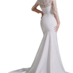 Robe de mariée à encolure bateau en dentelle image 10 | Soirée Blanche Robe de mariée à encolure bateau en dentelle image 9 | Soirée Blanche