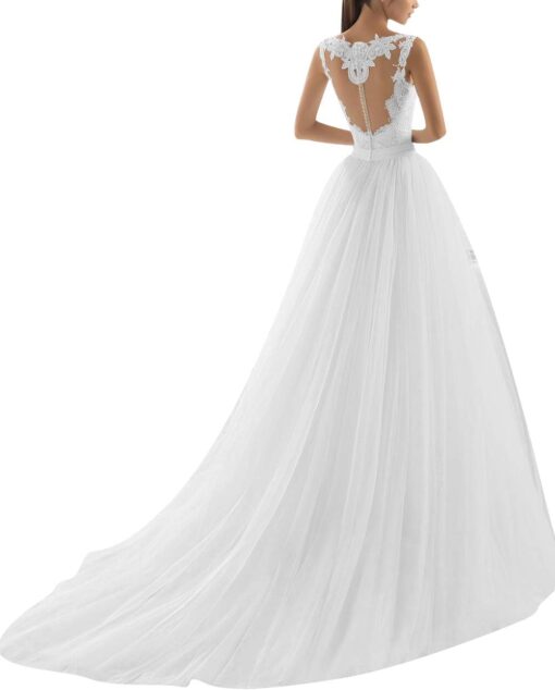Robe de mariée en crêpe à manches longues et col V plongeant – Image 3